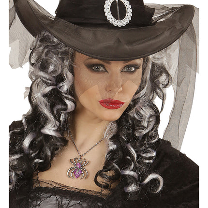 Collier d'Halloween Araignée mauve