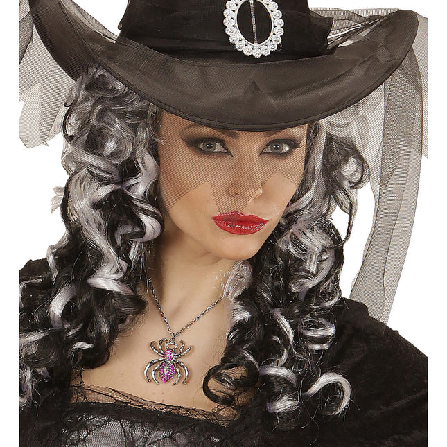 Collier d'Halloween Araignée mauve