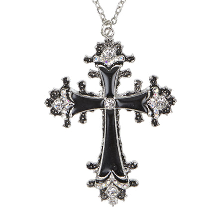 Collier d'Halloween Croix en argent noir