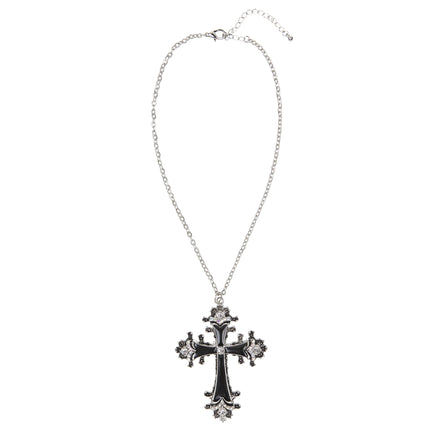 Collier d'Halloween Croix en argent noir