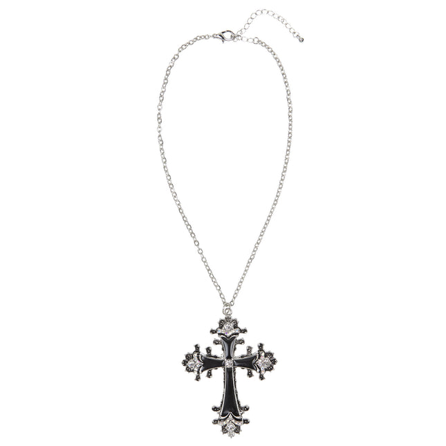 Collier d'Halloween Croix en argent noir