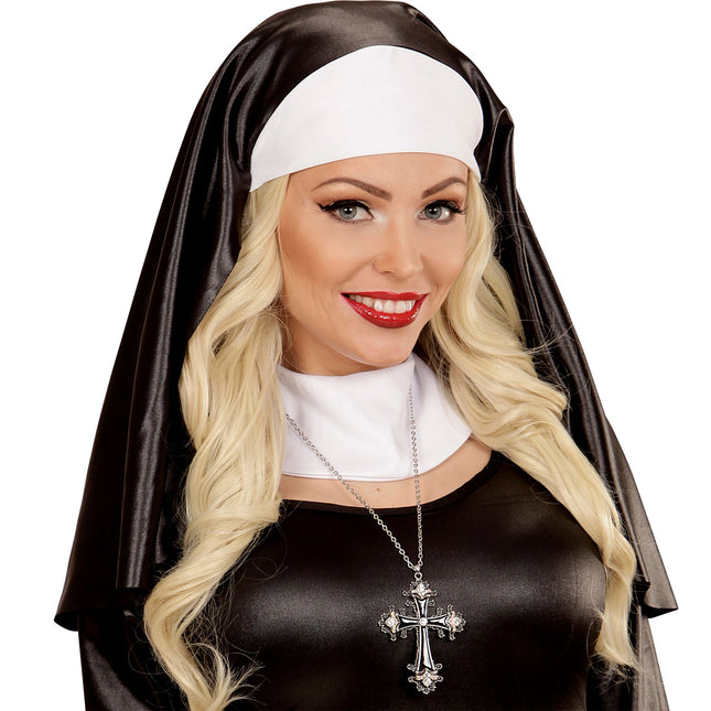 Collier d'Halloween Croix en argent noir