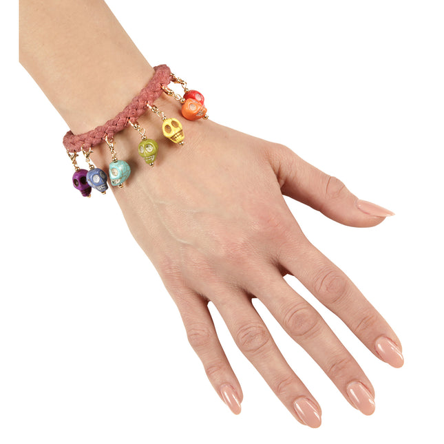 Bracelet Halloween crânes colorés