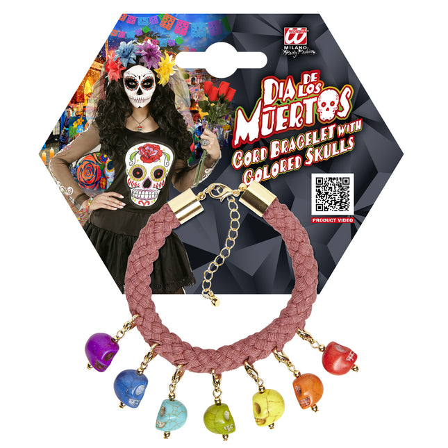 Bracelet Halloween crânes colorés