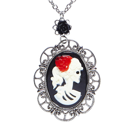 Collier d'Halloween crâne et rose