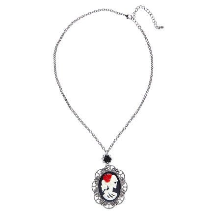 Collier d'Halloween crâne et rose
