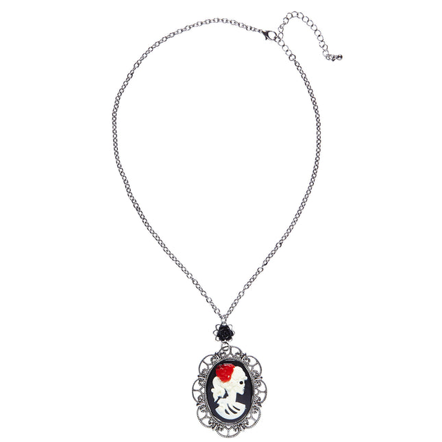 Collier d'Halloween crâne et rose