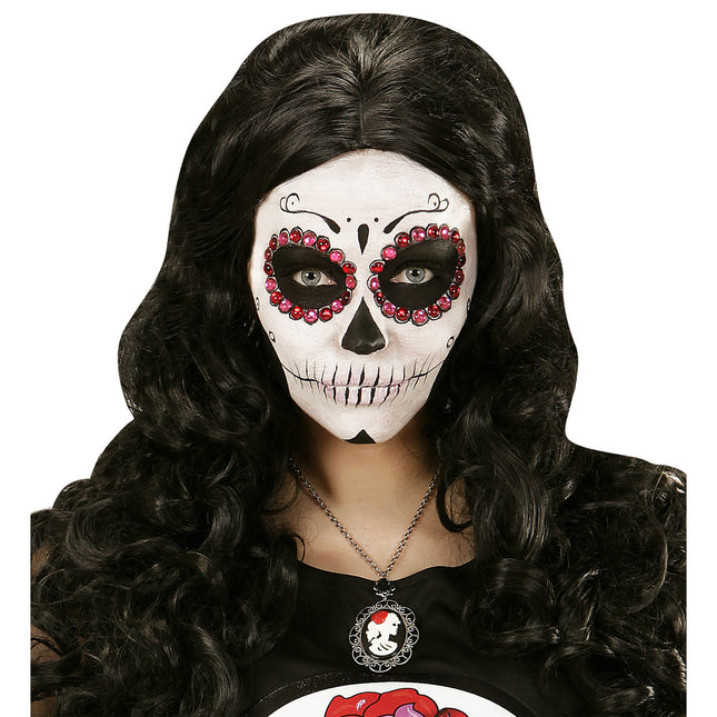 Collier d'Halloween crâne et rose