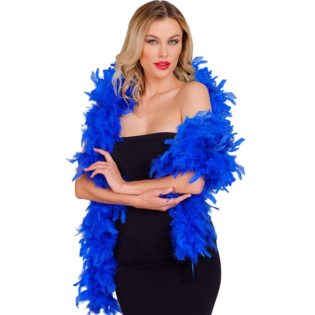 Plumes de boa bleu 1.8m
