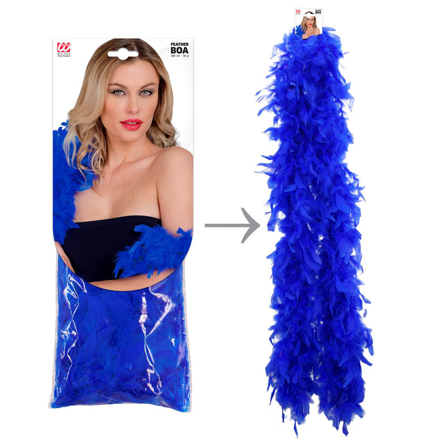 Plumes de boa bleu 1.8m