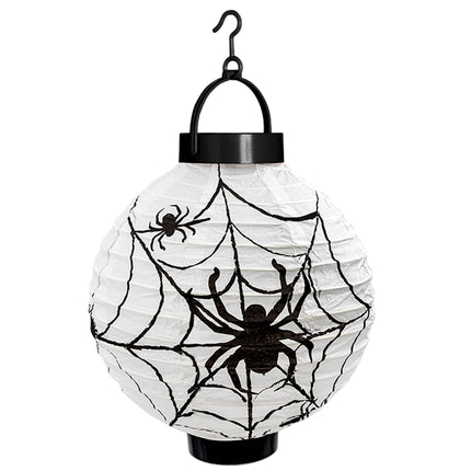Lanterne d'Halloween Toile d'araignée noire et blanche 20cm