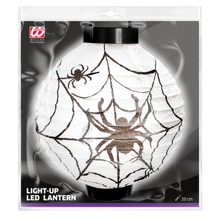Lanterne d'Halloween Toile d'araignée noire et blanche 20cm