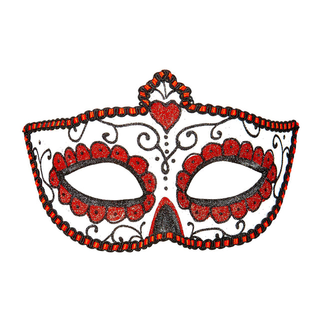 Masque pour les yeux Dia De Los Muertos Rouge