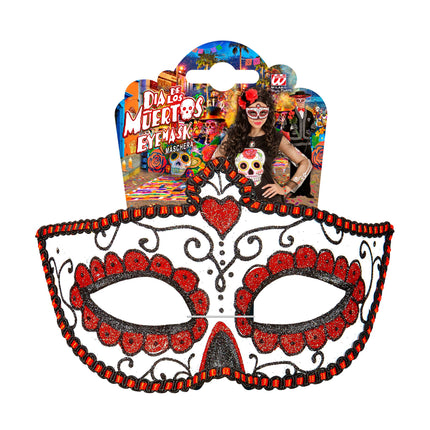 Masque pour les yeux Dia De Los Muertos Rouge