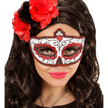 Masque pour les yeux Dia De Los Muertos Rouge