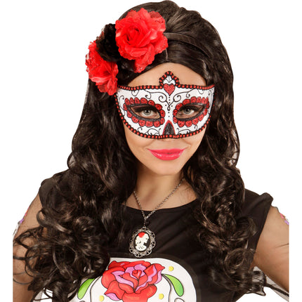 Masque pour les yeux Dia De Los Muertos Rouge