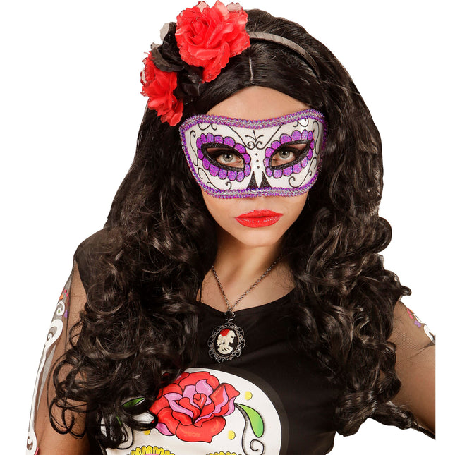 Masque pour les yeux Dia De Los Muertos violet