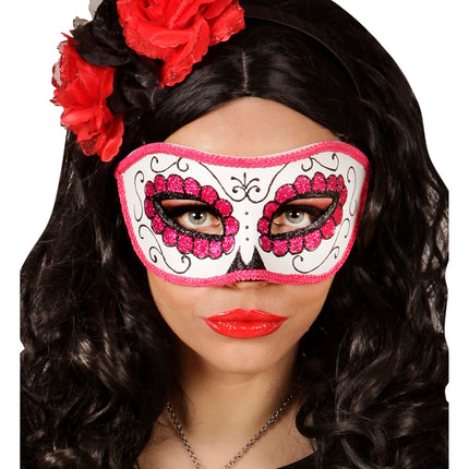 Masque pour les yeux Dia De Los Muertos Rose