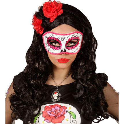 Masque pour les yeux Dia De Los Muertos Rose