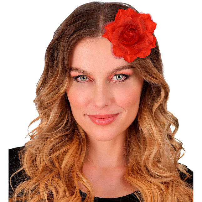 Fleur de cheveux rouge