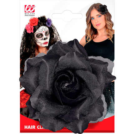 Fleur de cheveux noire
