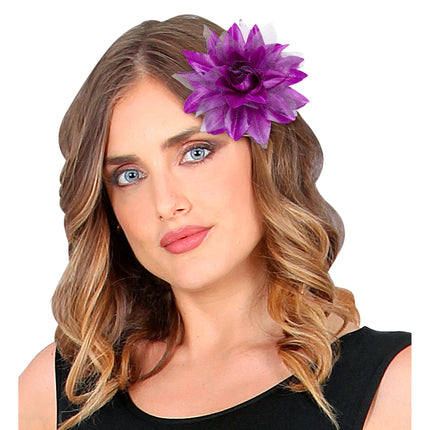 Fleur de cheveux violette pailletée