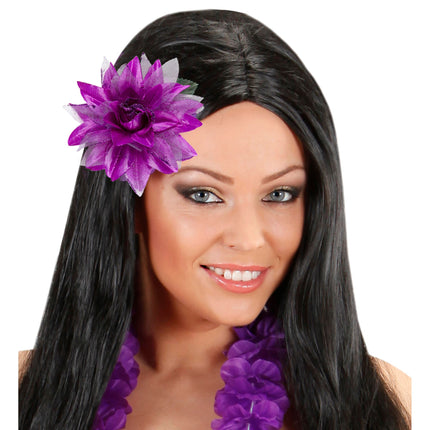Fleur de cheveux violette pailletée