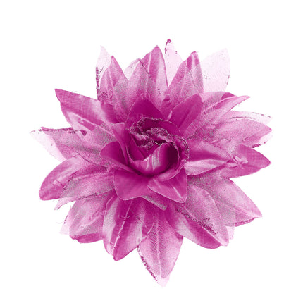 Fleur de cheveux rose mauve pailletée