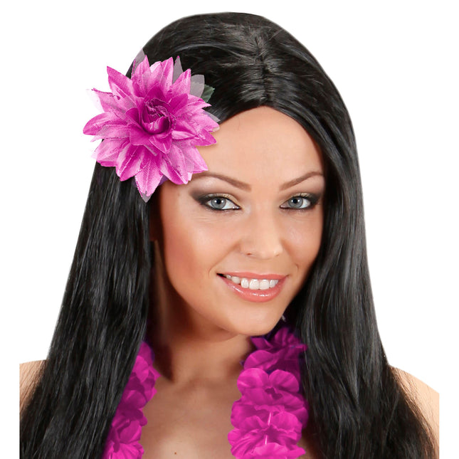 Fleur de cheveux rose mauve pailletée