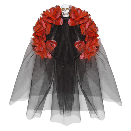 Bandeau d'Halloween Noir Rouge Voile
