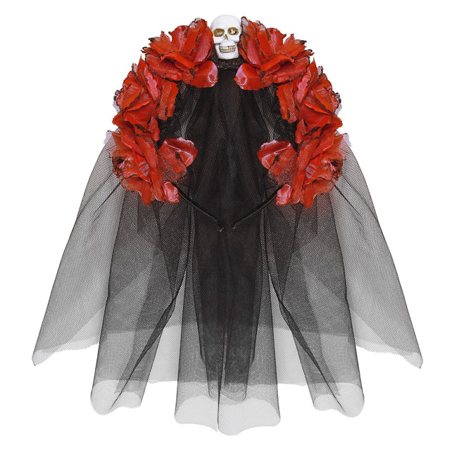 Bandeau d'Halloween Noir Rouge Voile