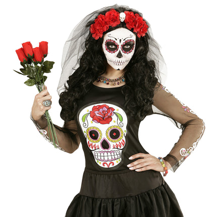 Bandeau d'Halloween Noir Rouge Voile