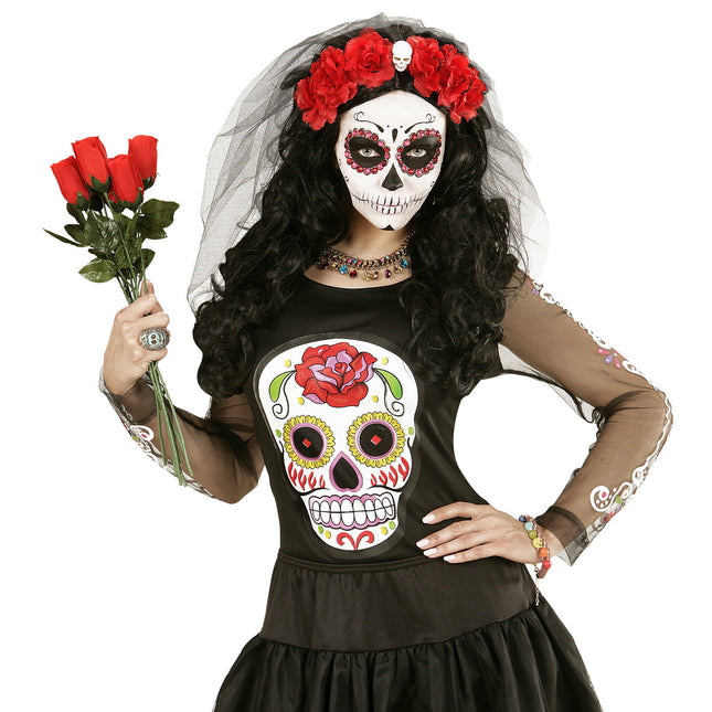 Bandeau d'Halloween Noir Rouge Voile