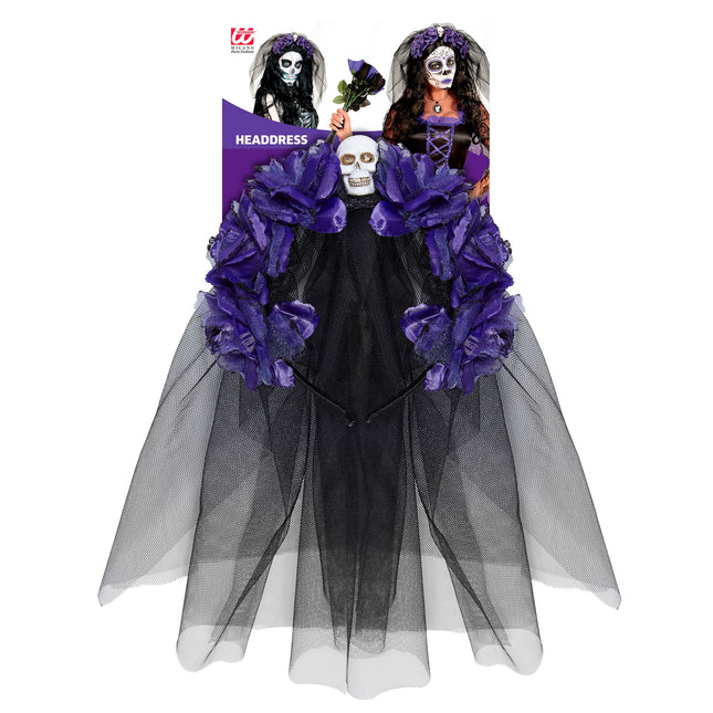 Bandeau d'Halloween Voile noir et violet