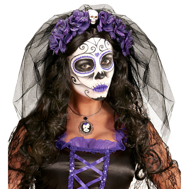 Bandeau d'Halloween Voile noir et violet