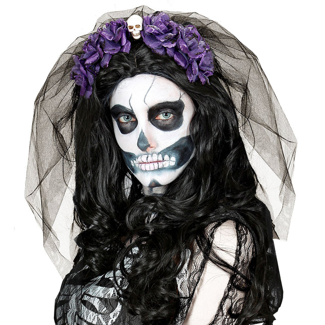 Bandeau d'Halloween Voile noir et violet