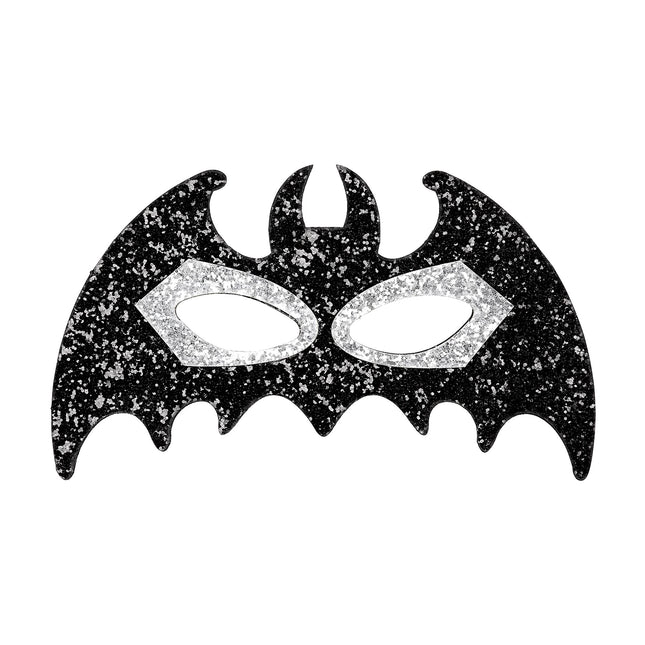 Masque pour les yeux d'Halloween Chauve-souris noire et argentée
