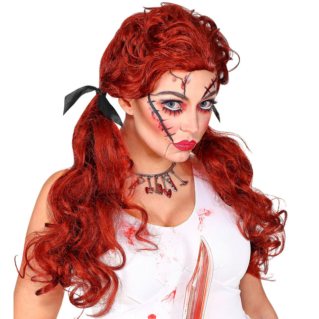 Perruque d'Halloween Poupée Rouge