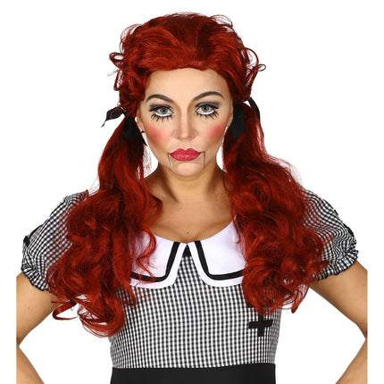 Perruque d'Halloween Poupée Rouge