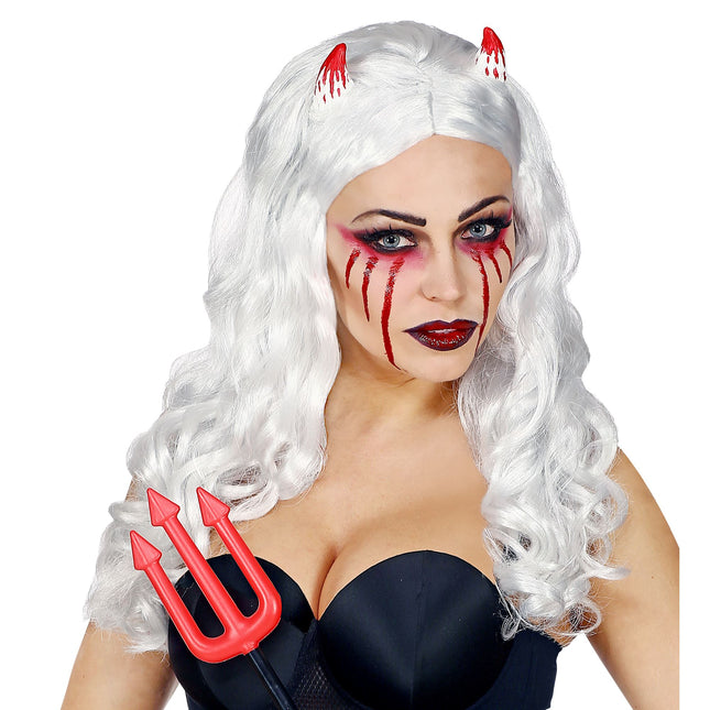 Perruque d'Halloween Trait Blanc