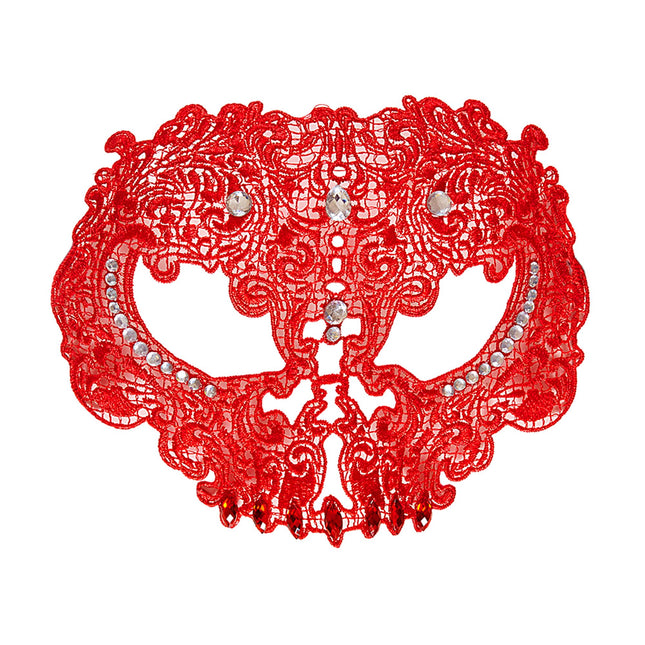Masque rouge avec dentelle