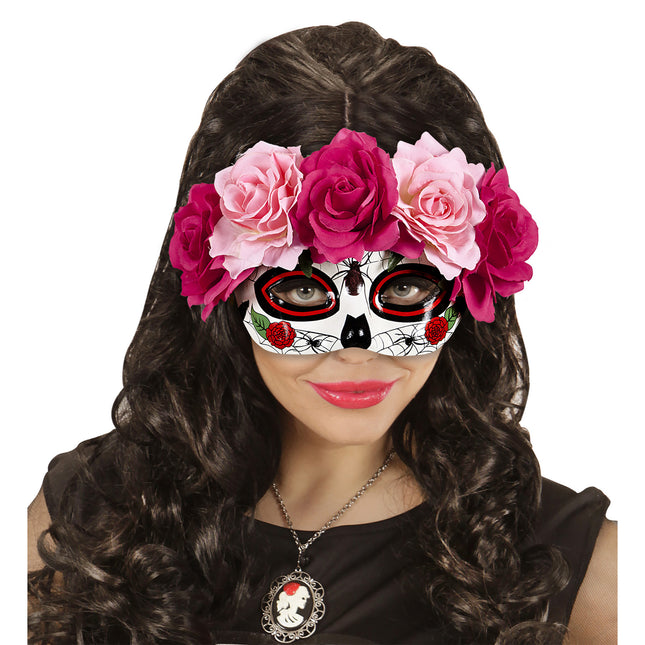 Masque pour les yeux Dia De Los Muertos Roses roses