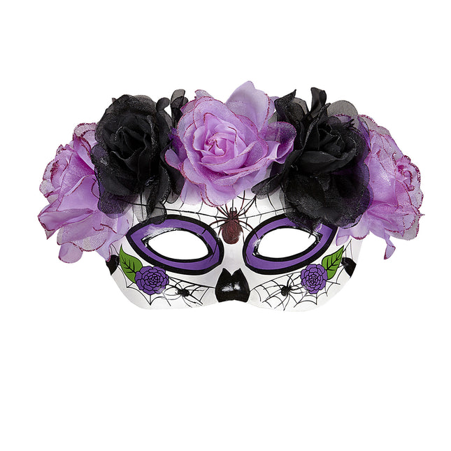 Masque pour les yeux Dia De Los Muertos Roses violettes