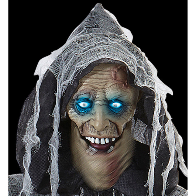 Poupée d'Halloween Zombie gris avec son, lumière et mouvement