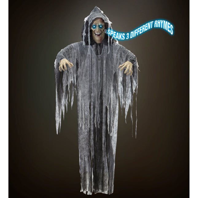 Poupée d'Halloween Zombie gris avec son, lumière et mouvement