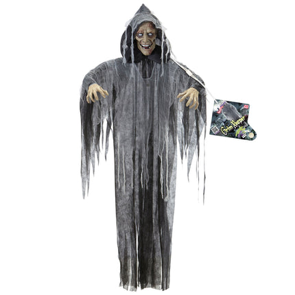 Poupée d'Halloween Zombie gris avec son, lumière et mouvement
