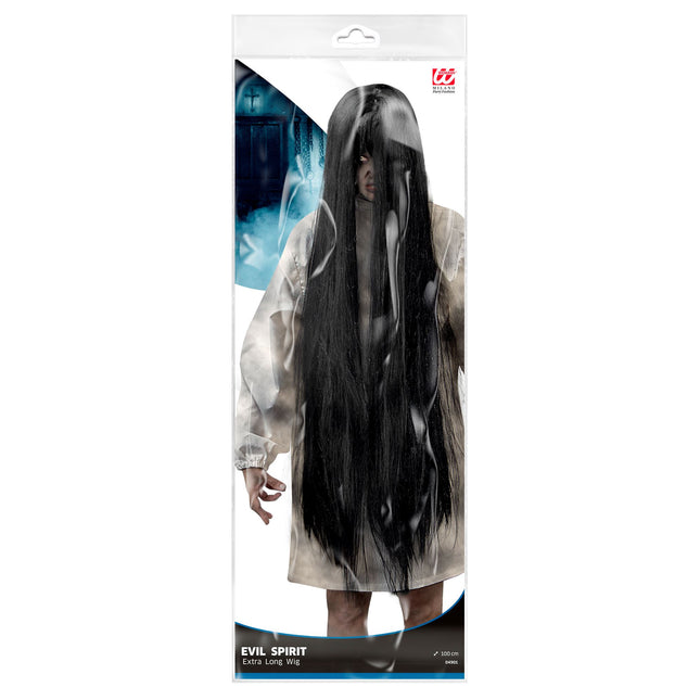 Perruque d'Halloween Fantôme noir 1m