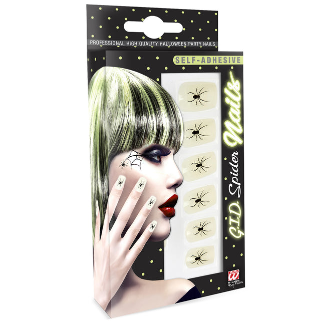 Faux ongles d'Halloween Araignée qui brille dans le noir