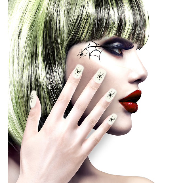 Faux ongles d'Halloween Araignée qui brille dans le noir