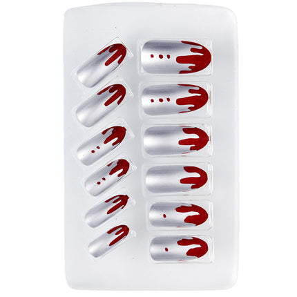 Faux ongles d'Halloween Sang argenté